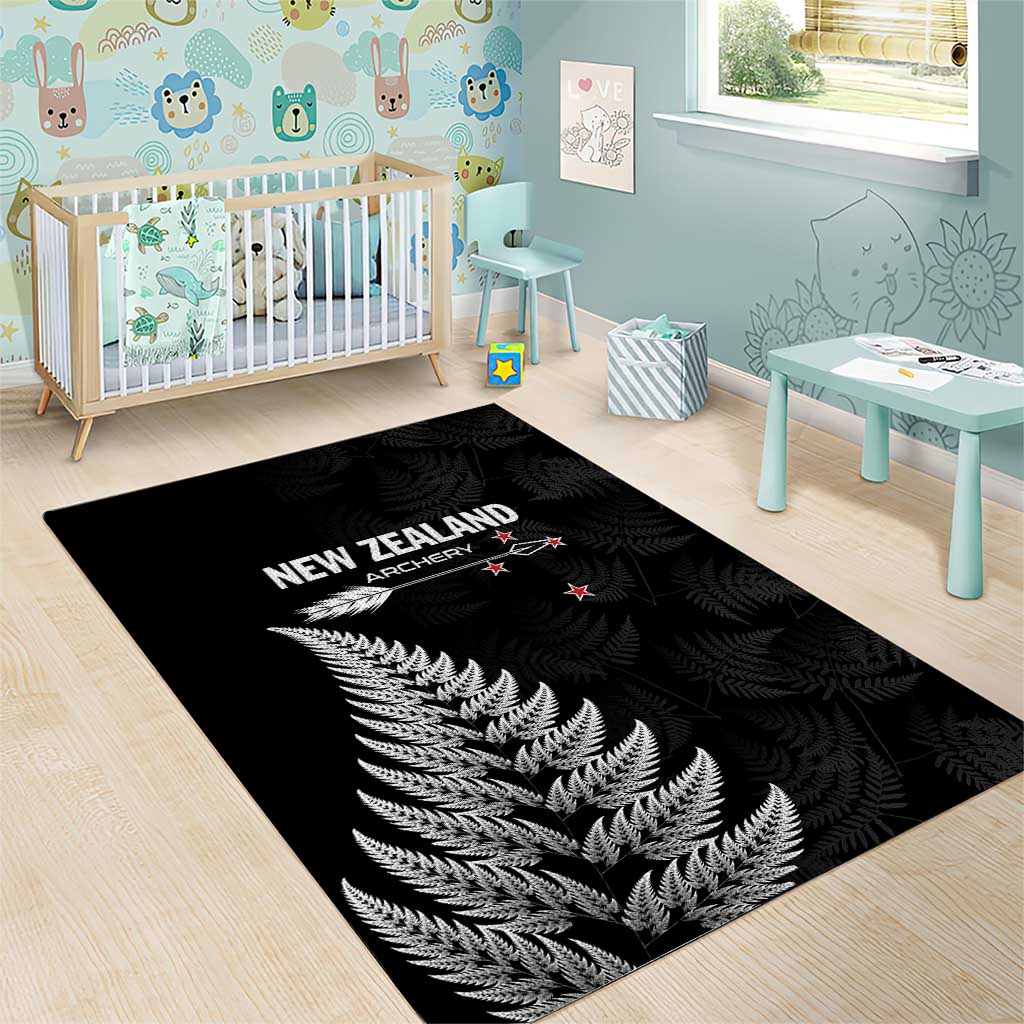 New Zealand 2025 Archery Area Rug Aotearoa Silver Arrows Black LT01 - Polynesian Pride