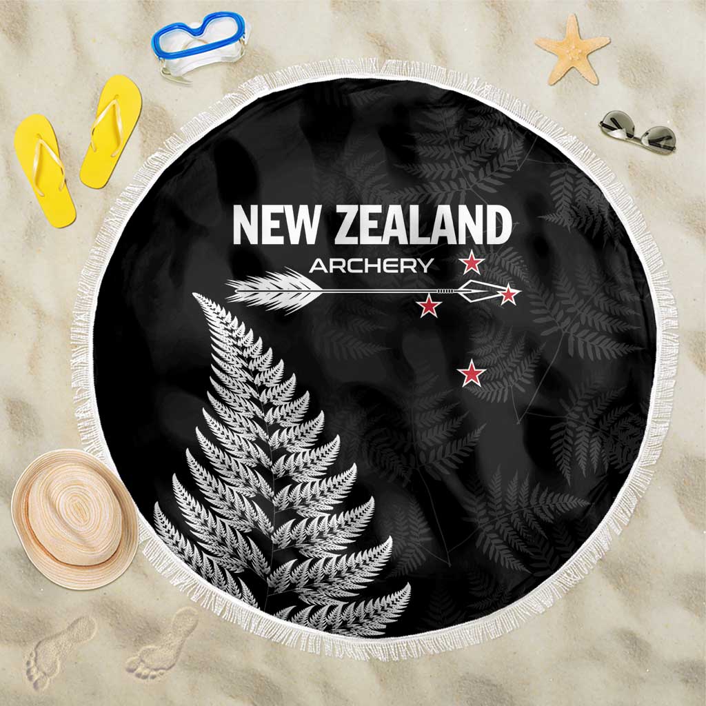 New Zealand 2025 Archery Beach Blanket Aotearoa Silver Arrows Black LT01 One Size 150cm Black - Polynesian Pride