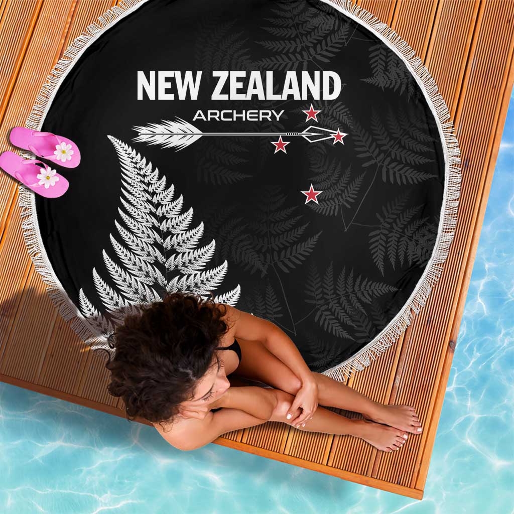 New Zealand 2025 Archery Beach Blanket Aotearoa Silver Arrows Black LT01 - Polynesian Pride