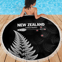 New Zealand 2025 Archery Beach Blanket Aotearoa Silver Arrows Black LT01 - Polynesian Pride