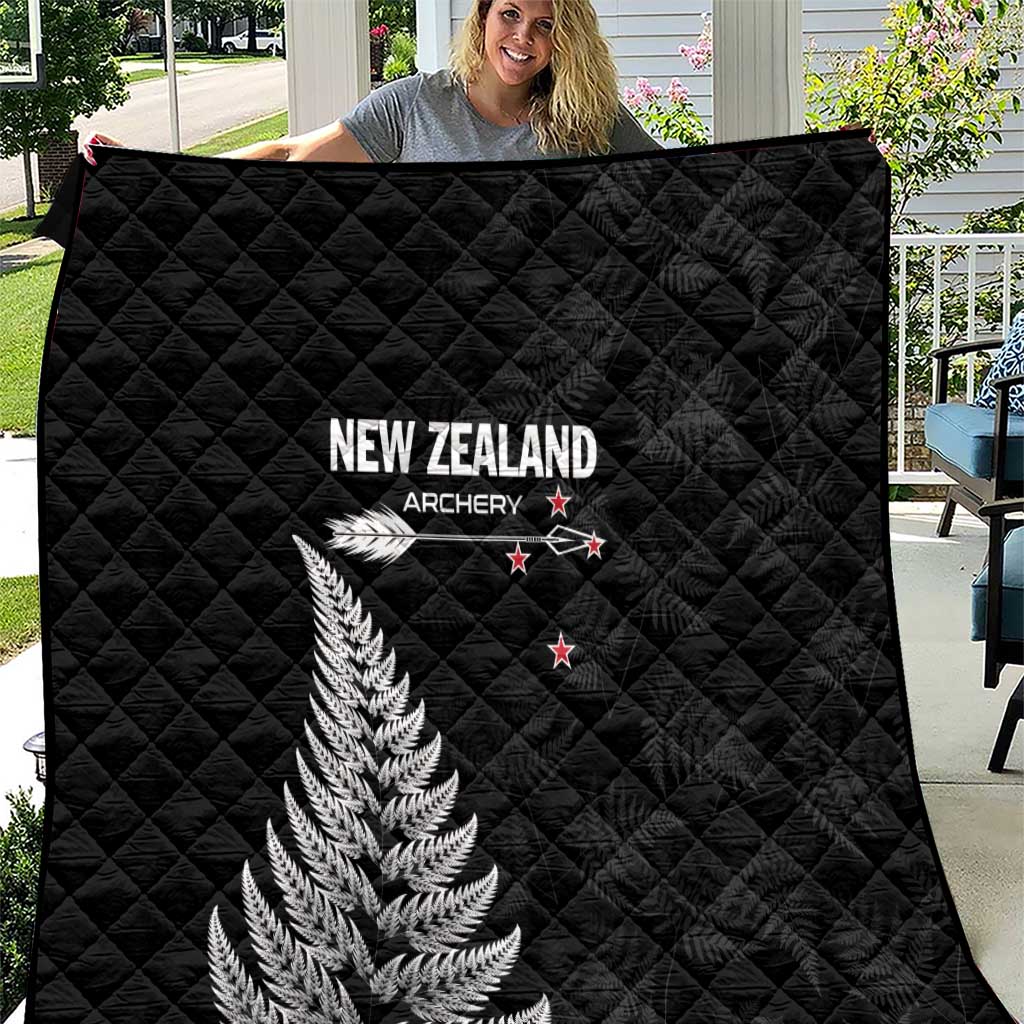 New Zealand 2025 Archery Quilt Aotearoa Silver Arrows Black LT01 Black - Polynesian Pride