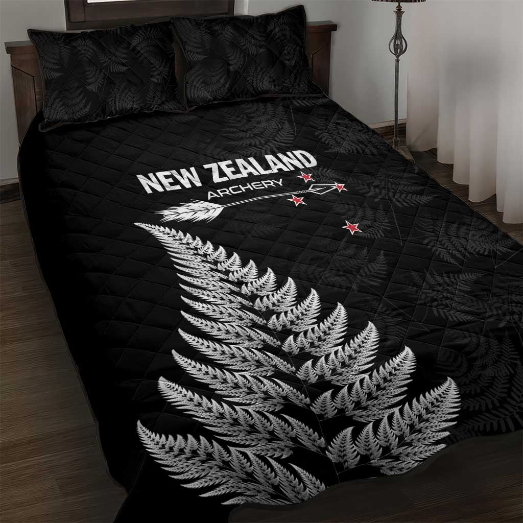 New Zealand 2025 Archery Quilt Bed Set Aotearoa Silver Arrows Black LT01 Black - Polynesian Pride