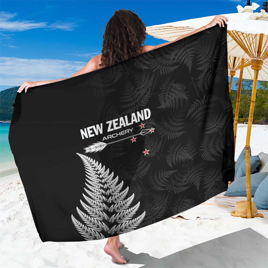 New Zealand 2025 Archery Sarong Aotearoa Silver Arrows Black LT01 One Size 44 x 66 inches Black - Polynesian Pride