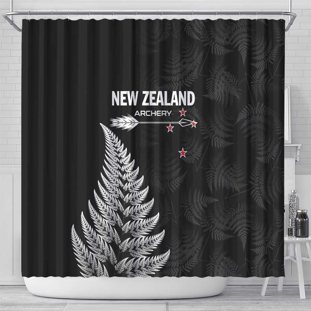 New Zealand 2025 Archery Shower Curtain Aotearoa Silver Arrows Black LT01 - Polynesian Pride