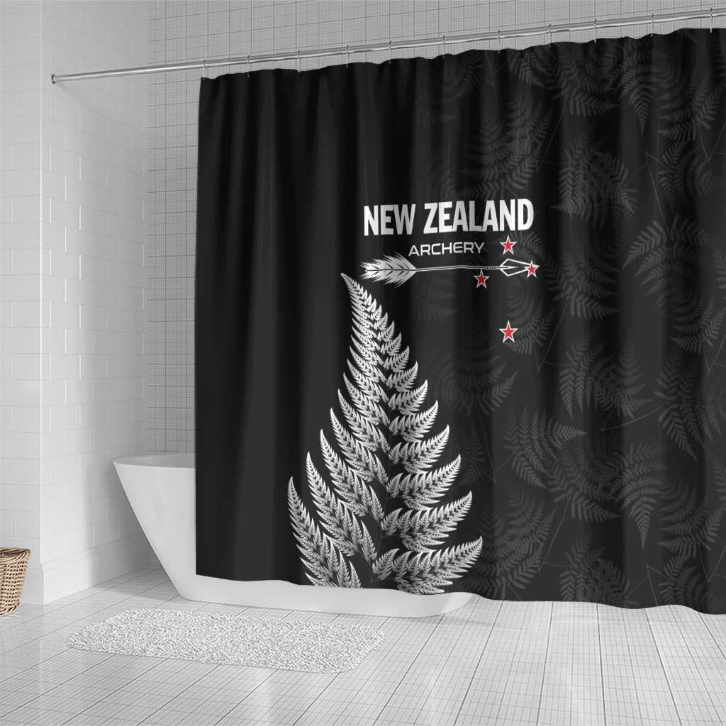 New Zealand 2025 Archery Shower Curtain Aotearoa Silver Arrows Black LT01 - Polynesian Pride