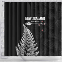 New Zealand 2025 Archery Shower Curtain Aotearoa Silver Arrows Black LT01 - Polynesian Pride