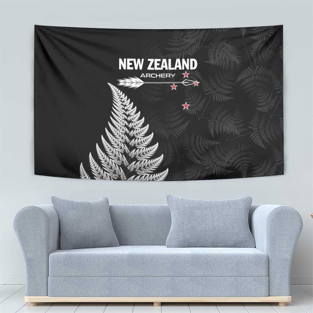 New Zealand 2025 Archery Tapestry Aotearoa Silver Arrows Black LT01 - Polynesian Pride