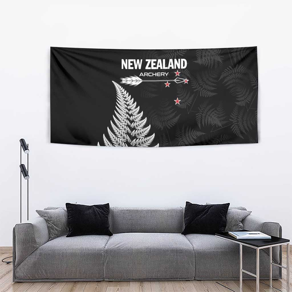 New Zealand 2025 Archery Tapestry Aotearoa Silver Arrows Black LT01 - Polynesian Pride