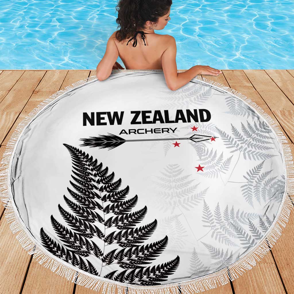 New Zealand 2025 Archery Beach Blanket Aotearoa Silver Arrows White LT01 - Polynesian Pride