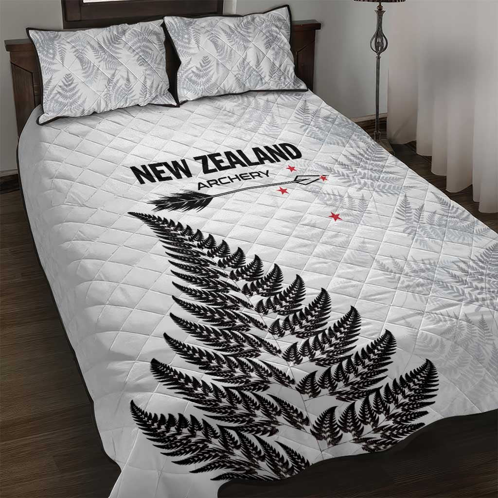 New Zealand 2025 Archery Quilt Bed Set Aotearoa Silver Arrows White LT01 White - Polynesian Pride