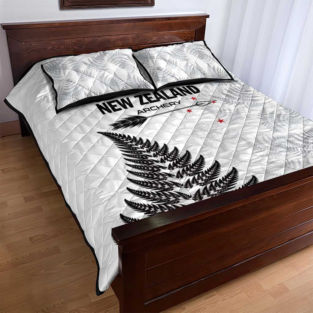 New Zealand 2025 Archery Quilt Bed Set Aotearoa Silver Arrows White LT01 - Polynesian Pride