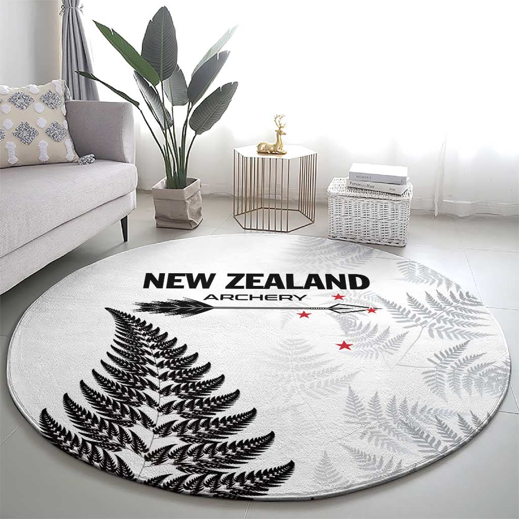 New Zealand 2025 Archery Round Carpet Aotearoa Silver Arrows White LT01 - Polynesian Pride