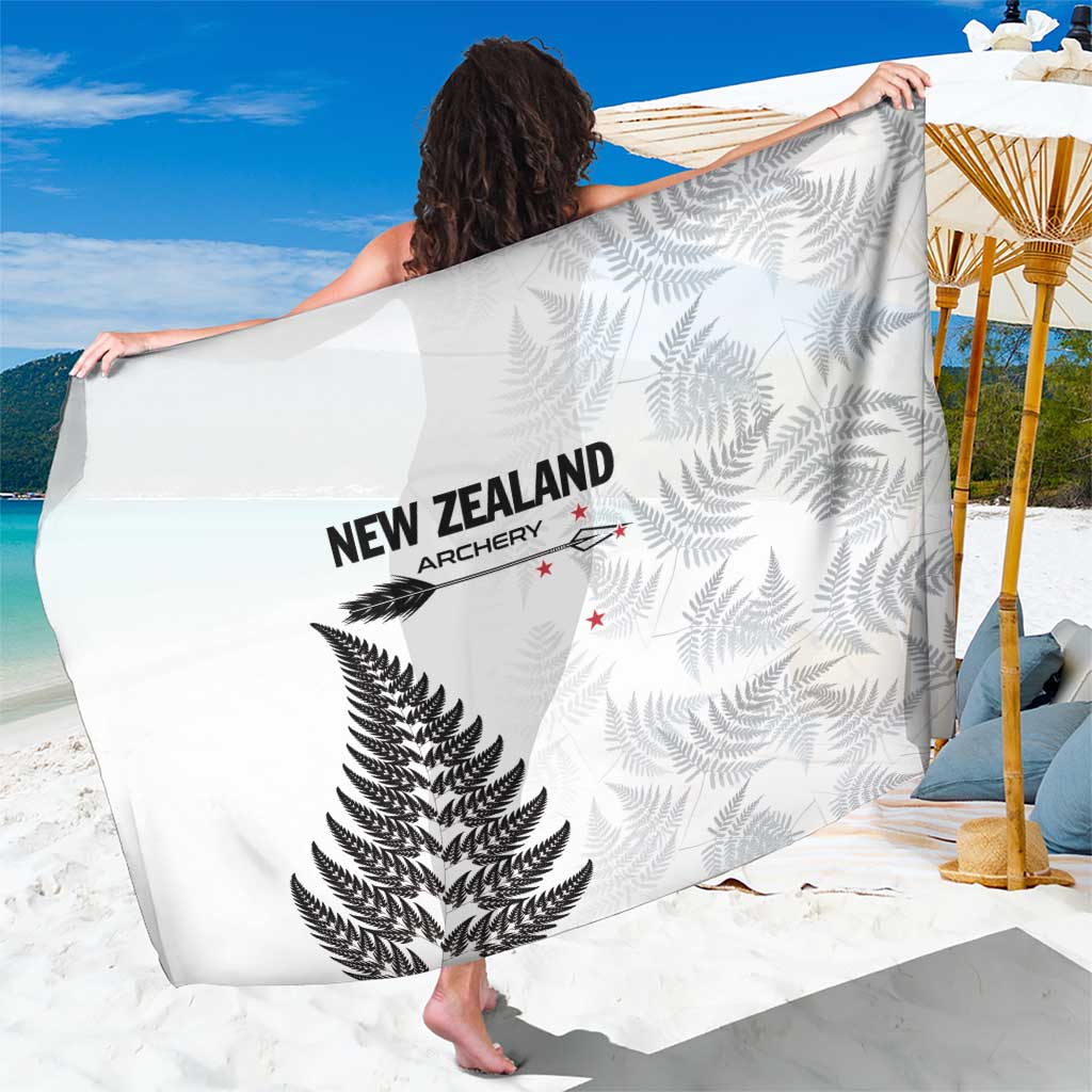 New Zealand 2025 Archery Sarong Aotearoa Silver Arrows White LT01 One Size 44 x 66 inches White - Polynesian Pride