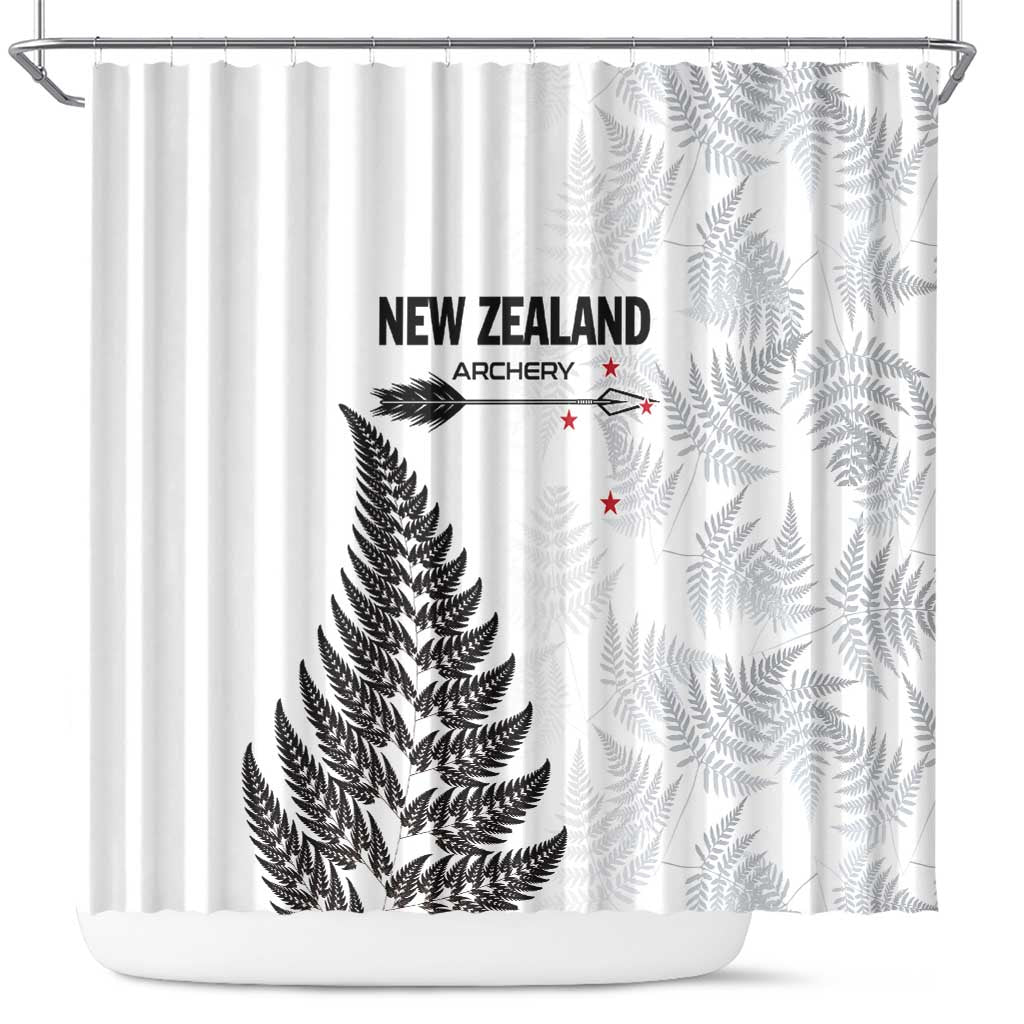 New Zealand 2025 Archery Shower Curtain Aotearoa Silver Arrows White LT01 White - Polynesian Pride