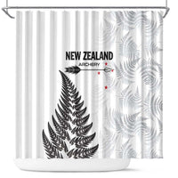 New Zealand 2025 Archery Shower Curtain Aotearoa Silver Arrows White LT01 White - Polynesian Pride