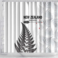 New Zealand 2025 Archery Shower Curtain Aotearoa Silver Arrows White LT01 - Polynesian Pride