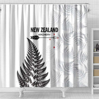 New Zealand 2025 Archery Shower Curtain Aotearoa Silver Arrows White LT01 - Polynesian Pride