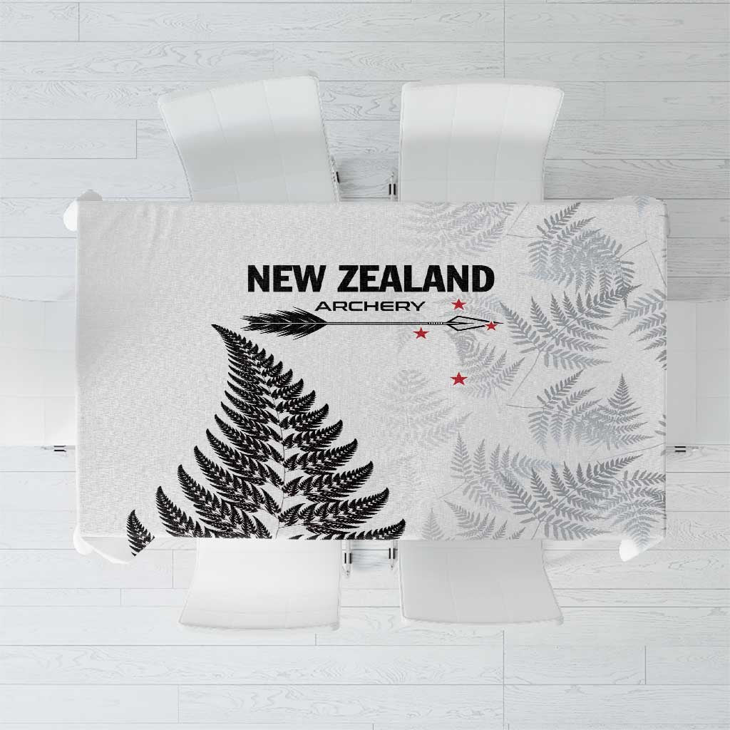 New Zealand 2025 Archery Tablecloth Aotearoa Silver Arrows White LT01 White - Polynesian Pride