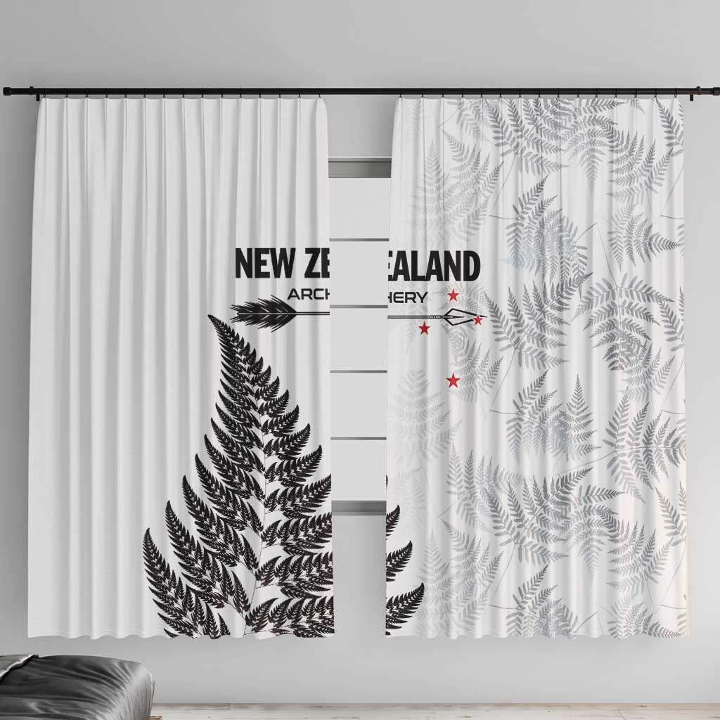 New Zealand 2025 Archery Window Curtain Aotearoa Silver Arrows White LT01 With Hooks White - Polynesian Pride