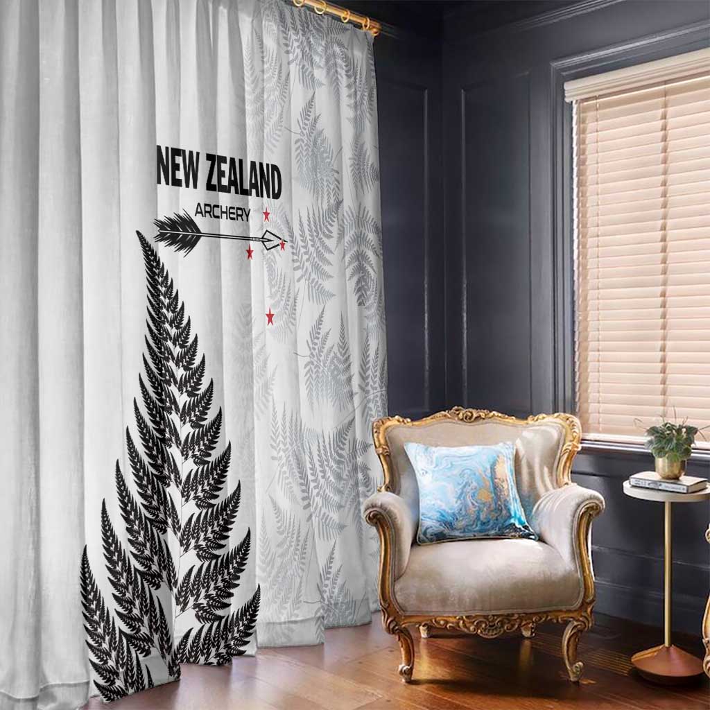 New Zealand 2025 Archery Window Curtain Aotearoa Silver Arrows White LT01 - Polynesian Pride