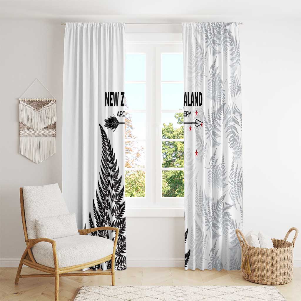 New Zealand 2025 Archery Window Curtain Aotearoa Silver Arrows White LT01 - Polynesian Pride