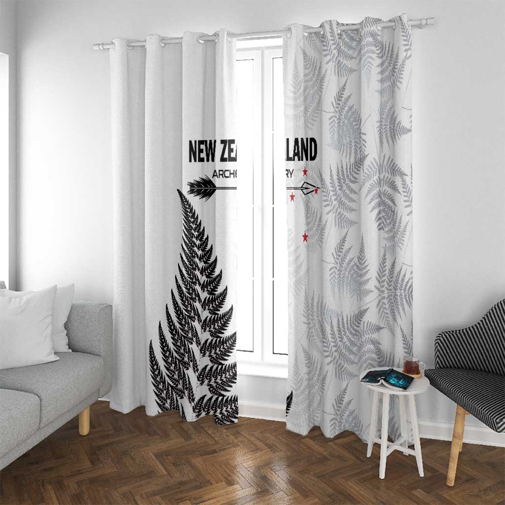New Zealand 2025 Archery Window Curtain Aotearoa Silver Arrows White LT01 With Grommets White - Polynesian Pride