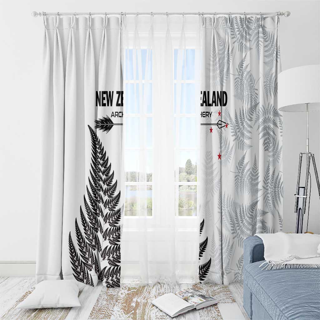New Zealand 2025 Archery Window Curtain Aotearoa Silver Arrows White LT01 - Polynesian Pride