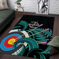 New Zealand Archery Area Rug Turquoise Maori Silver Fern LT01 Turquoise - Polynesian Pride