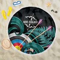 New Zealand Archery Beach Blanket Turquoise Maori Silver Fern LT01 One Size 150cm Turquoise - Polynesian Pride