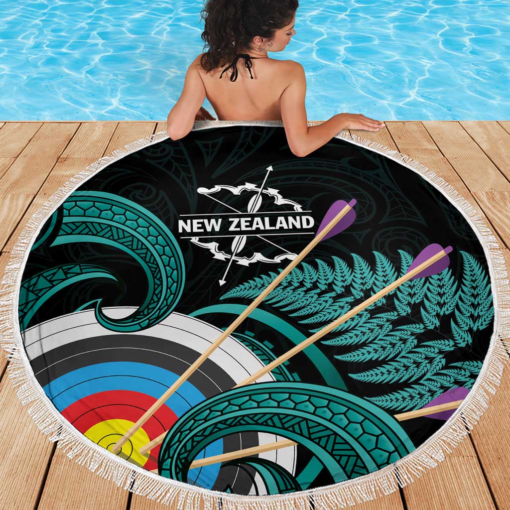 New Zealand Archery Beach Blanket Turquoise Maori Silver Fern LT01 - Polynesian Pride