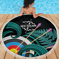 New Zealand Archery Beach Blanket Turquoise Maori Silver Fern LT01 - Polynesian Pride