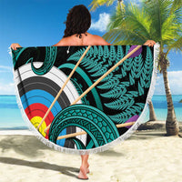 New Zealand Archery Beach Blanket Turquoise Maori Silver Fern LT01 - Polynesian Pride