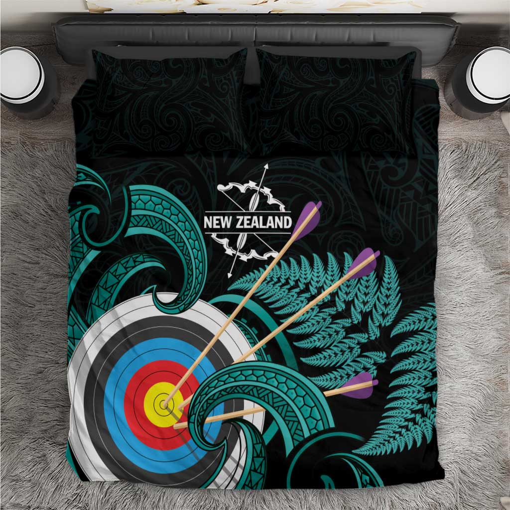 New Zealand Archery Bedding Set Turquoise Maori Silver Fern LT01 Turquoise - Polynesian Pride