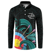 Personalised New Zealand Archery Button Sweatshirt Turquoise Maori Silver Fern LT01 Turquoise - Polynesian Pride