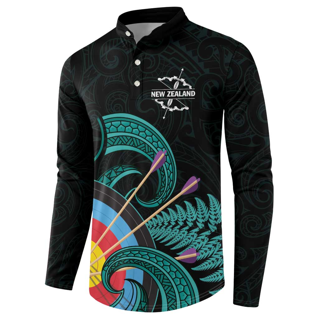Personalised New Zealand Archery Button Sweatshirt Turquoise Maori Silver Fern LT01 - Polynesian Pride