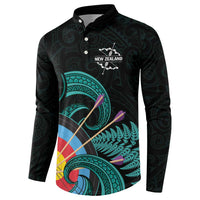 Personalised New Zealand Archery Button Sweatshirt Turquoise Maori Silver Fern LT01 - Polynesian Pride
