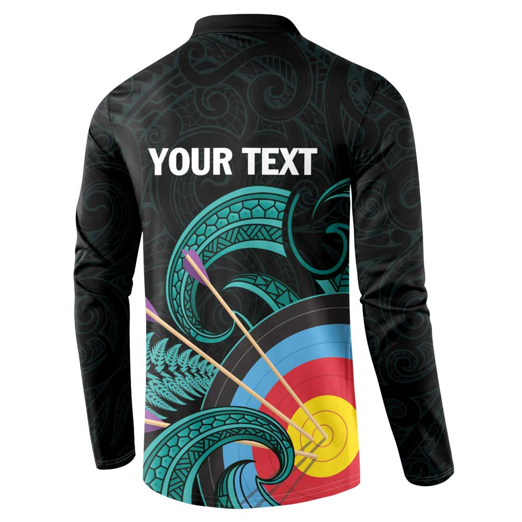Personalised New Zealand Archery Button Sweatshirt Turquoise Maori Silver Fern LT01 - Polynesian Pride