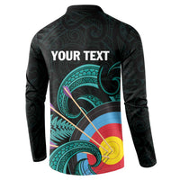 Personalised New Zealand Archery Button Sweatshirt Turquoise Maori Silver Fern LT01 - Polynesian Pride