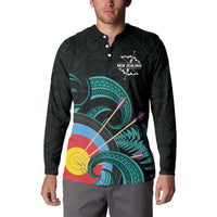 Personalised New Zealand Archery Button Sweatshirt Turquoise Maori Silver Fern LT01 - Polynesian Pride