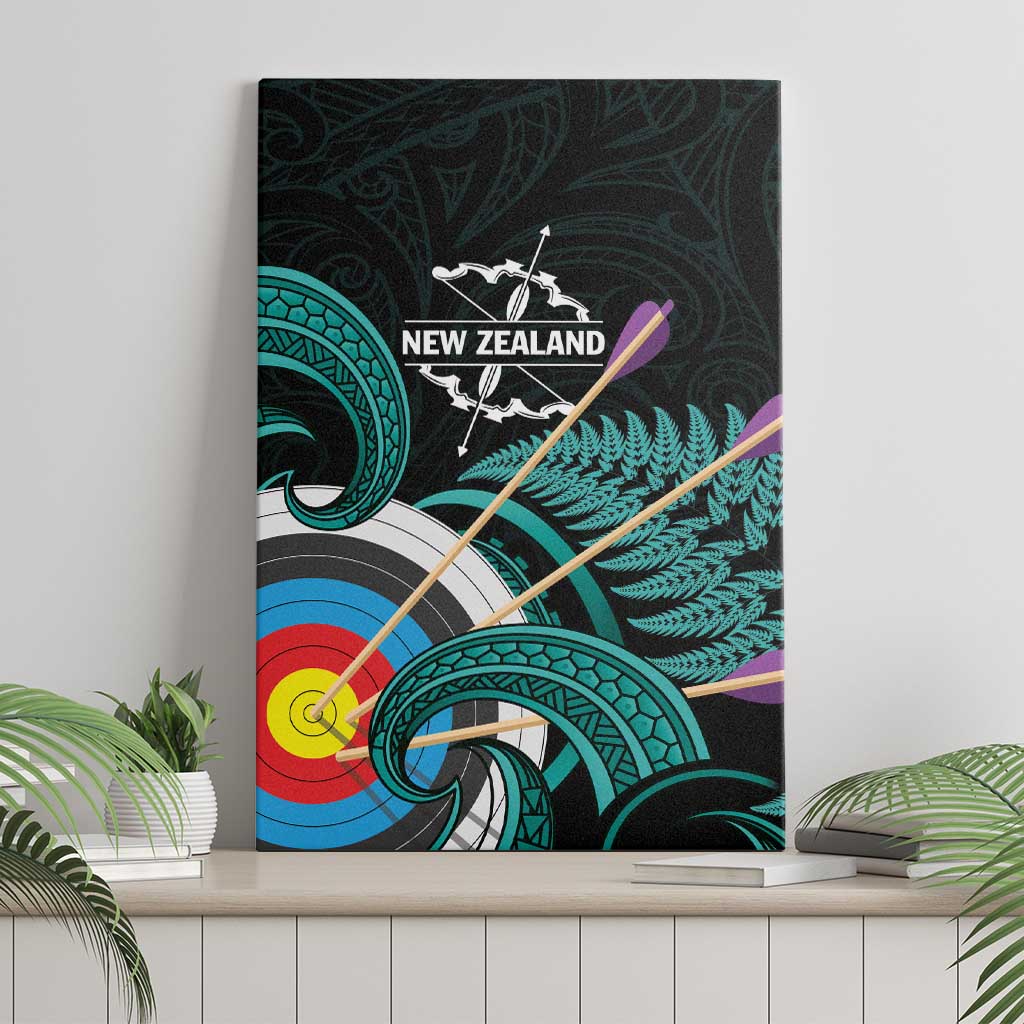 New Zealand Archery Canvas Wall Art Turquoise Maori Silver Fern LT01 - Polynesian Pride