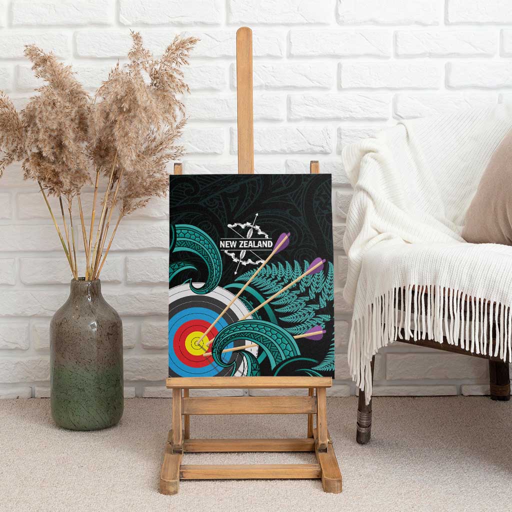 New Zealand Archery Canvas Wall Art Turquoise Maori Silver Fern LT01 - Polynesian Pride
