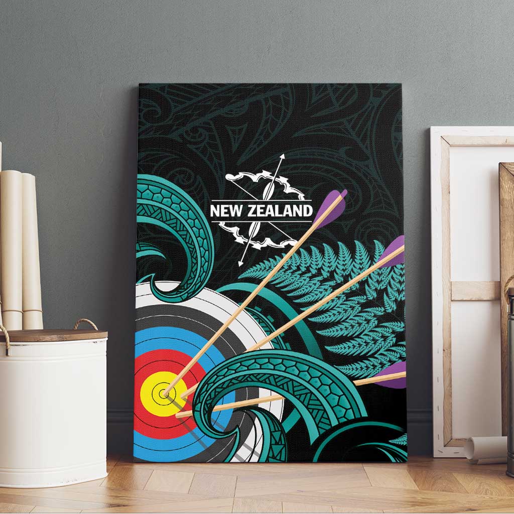 New Zealand Archery Canvas Wall Art Turquoise Maori Silver Fern LT01 - Polynesian Pride