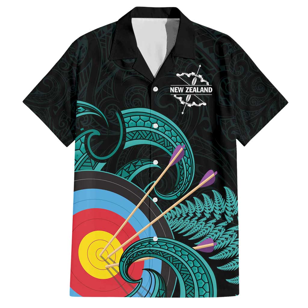 Personalised New Zealand Archery Hawaiian Shirt Turquoise Maori Silver Fern LT01 Turquoise - Polynesian Pride