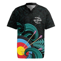 Personalised New Zealand Archery Rugby Jersey Turquoise Maori Silver Fern LT01 Turquoise - Polynesian Pride
