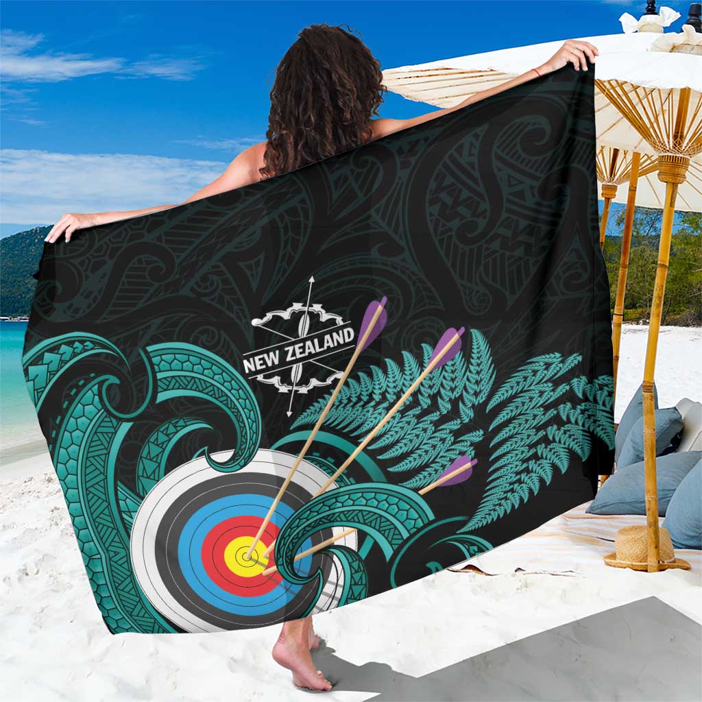 New Zealand Archery Sarong Turquoise Maori Silver Fern LT01 One Size 44 x 66 inches Turquoise - Polynesian Pride