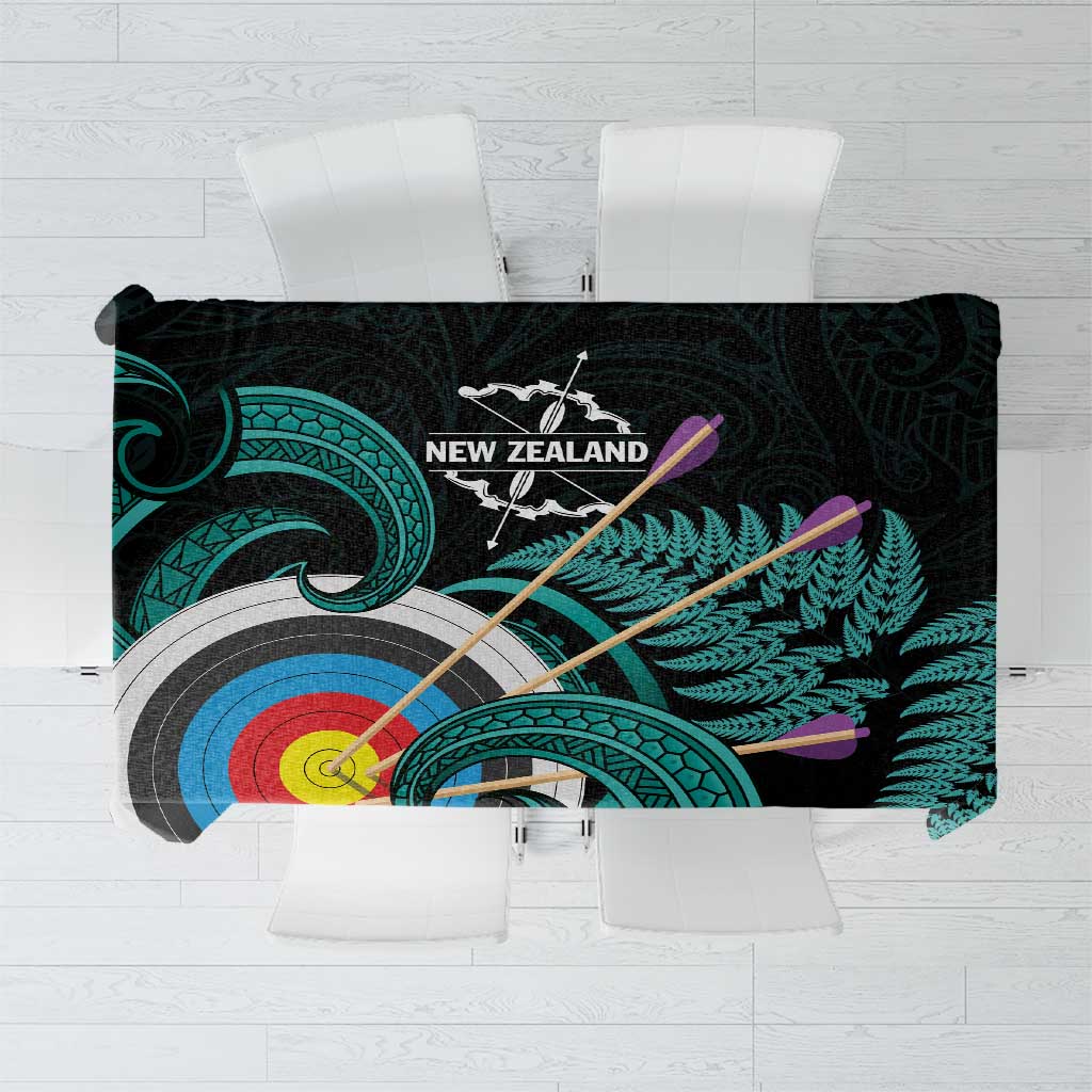 New Zealand Archery Tablecloth Turquoise Maori Silver Fern LT01 Turquoise - Polynesian Pride