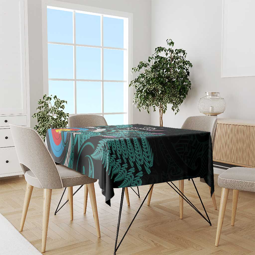 New Zealand Archery Tablecloth Turquoise Maori Silver Fern LT01 - Polynesian Pride