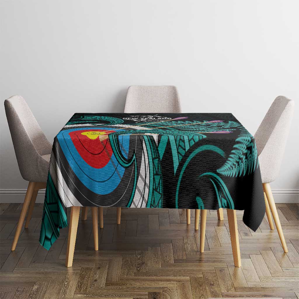 New Zealand Archery Tablecloth Turquoise Maori Silver Fern LT01 - Polynesian Pride
