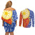 Philippines Couples Matching Off Shoulder Short Dress and Long Sleeve Button Shirt Pilipinas Polynesian Pattern