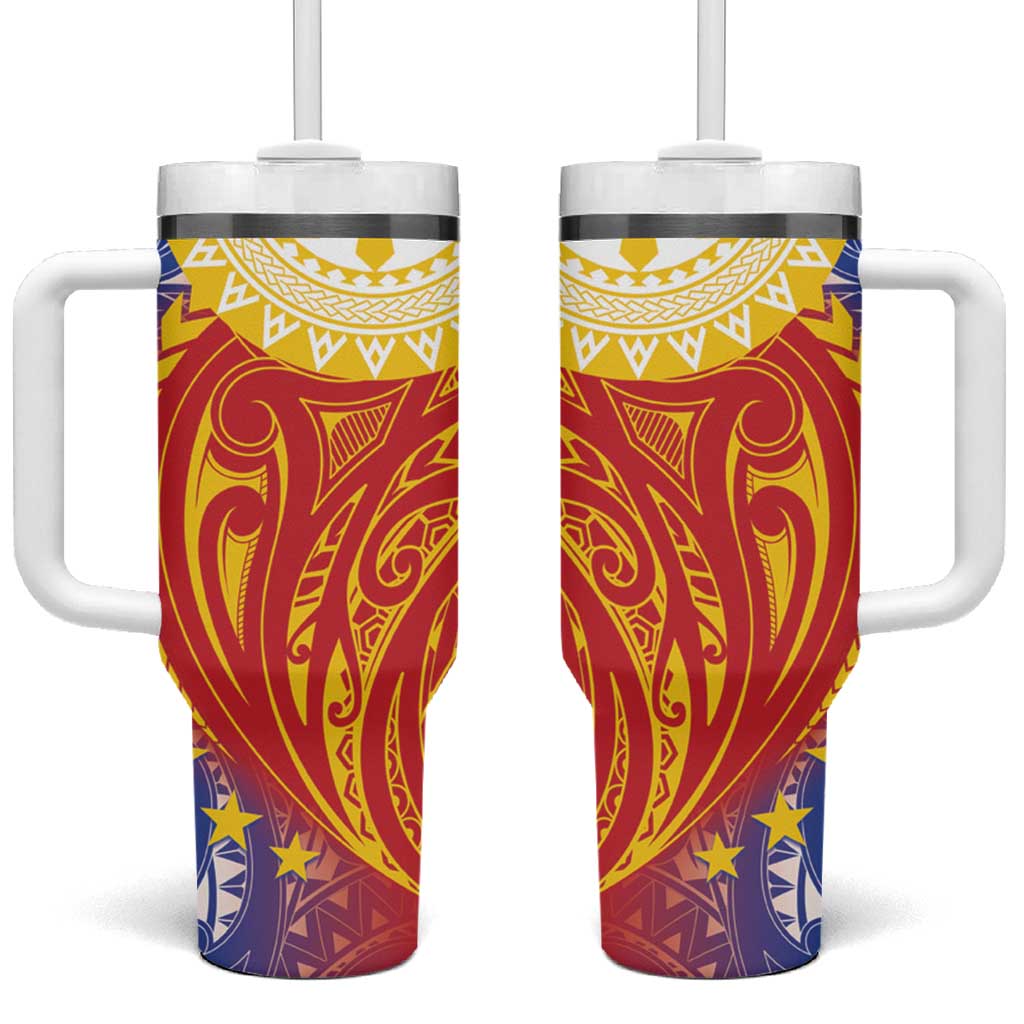 Philippines Tumbler With Handle Pilipinas Polynesian Pattern LT01 One Size: 40 oz Art - Polynesian Pride